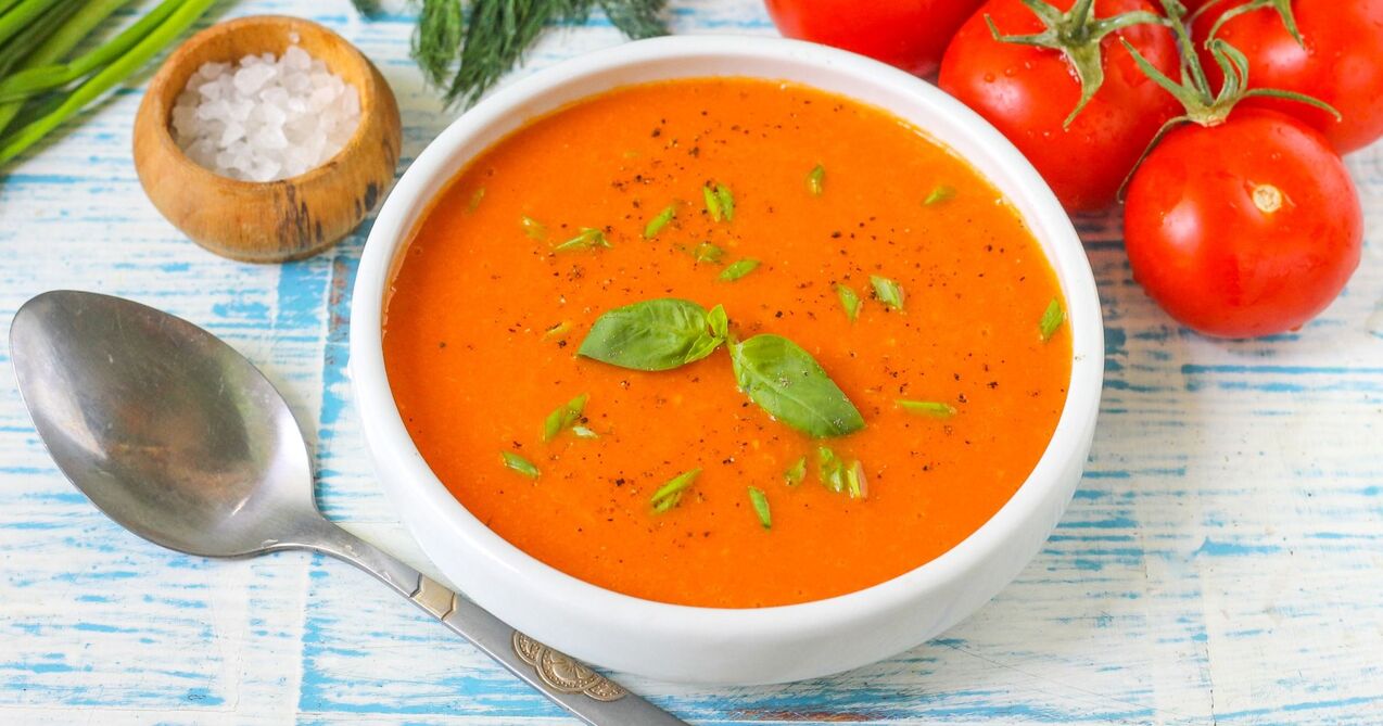 Tomato puree soup is a dietary favorite